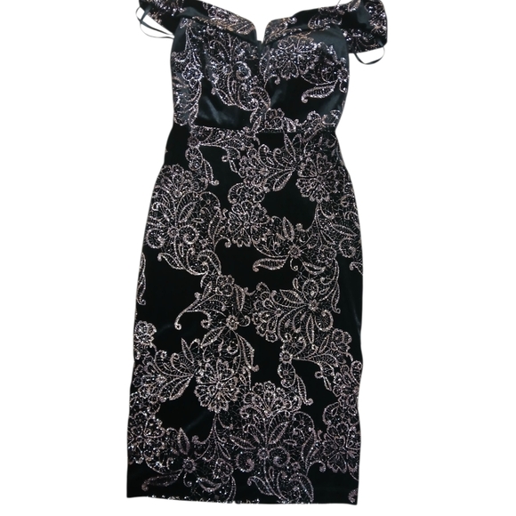 Premier Armour Black And Silver Fliral Paiskey Pattern Dress Size 4 - Picture 1 of 4